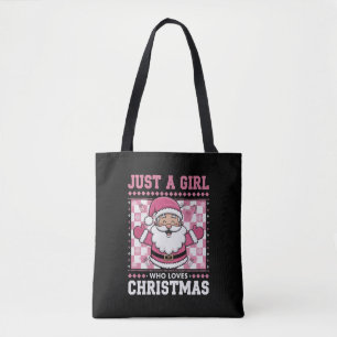 Groovy Just A Girl Who Loves Christmas Xmas Santa  Tote Bag