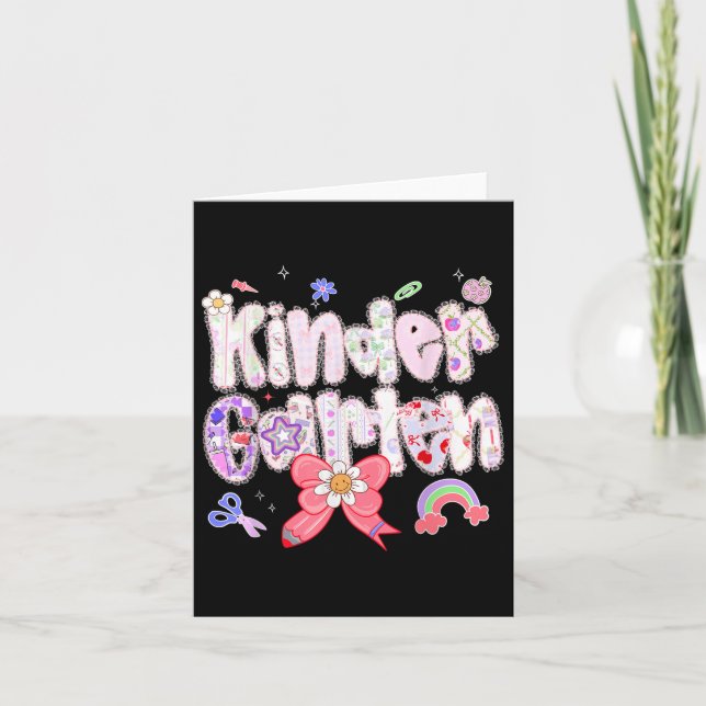 Groovy Kindergarten Back To School First Day Of Ki Card (Front)