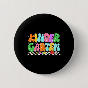 Groovy Kindergarten Back To School First Day Of Sc 6 Cm Round Badge