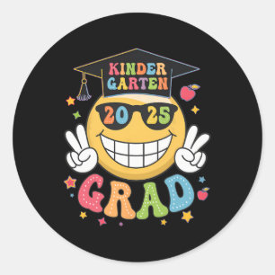 Groovy Kindergarten Graduate Happy Graduation Cl O Classic Round Sticker