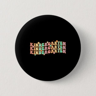 Groovy Kindergarten Vibes Face Retro Teachers Back 6 Cm Round Badge