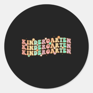 Groovy Kindergarten Vibes Face Retro Teachers Back Classic Round Sticker