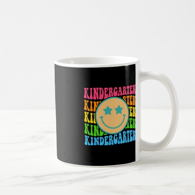 Groovy Kindergarten Vibes Face Retro Teachers Back Coffee Mug (Right)
