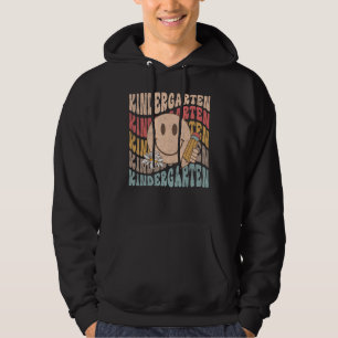 Groovy Kindergarten Vibes Face Retro Teachers Back Hoodie