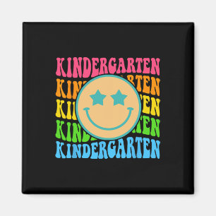 Groovy Kindergarten Vibes Face Retro Teachers Back Magnet