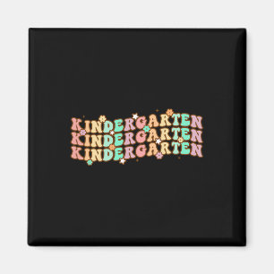 Groovy Kindergarten Vibes Face Retro Teachers Back Magnet