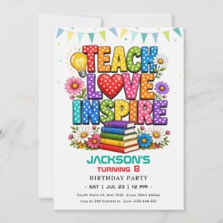 Groovy Kindergarten Vibes Retro School Birthday Invitation