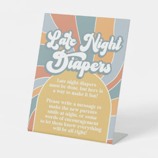 Groovy Late Night Diapers Retro Sunshine Shower Pedestal Sign