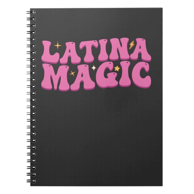 Groovy Latina Magic Cute Pink Notebook (Front)