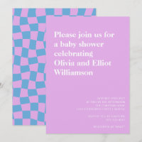 Groovy Lavender Chequerboard Cute Baby Shower