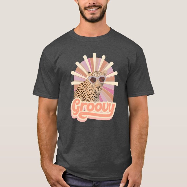 Groovy Leopard Modern Pop Art Design retro T-Shirt (Front)
