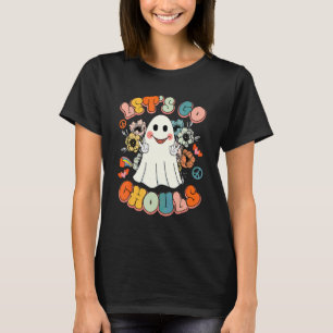 Groovy Let's Go Ghouls Cute Halloween Ghost Women T-Shirt