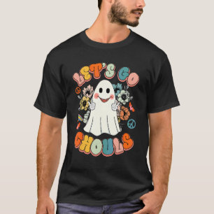 Groovy Let's Go Ghouls Cute Halloween Ghost Women T-Shirt