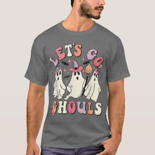 Groovy Let's Go Ghouls Floral Ghost Hippie Hallowe T-Shirt
