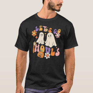 Groovy Let's Go Ghouls Floral Ghost Hippie Hallowe T-Shirt