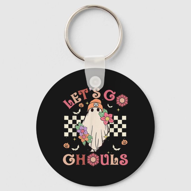Groovy Let's Go Ghouls Halloween Ghost Outfit For  Key Ring (Front)