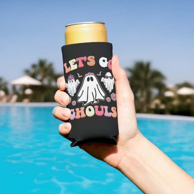 Groovy Let's Go Ghouls Halloween Ghost Retro Seltzer Can Cooler (In Situ Pool)