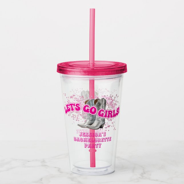 Groovy Let's Go Girls Western Bachelorette Party Acrylic Tumbler (Front)