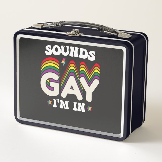 Groovy LGBT Pride Sounds Gay Im In Metal Lunch Box (Front)