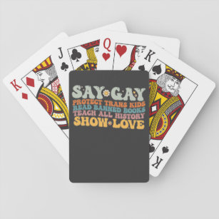 Groovy LGBT Say Gay Protect Trans Kids Read Books Playing Cards