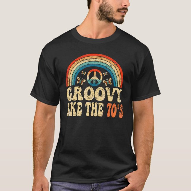 Groovy Like The 70s Aesthetic Nostalgia 1970's Ret T-Shirt (Front)