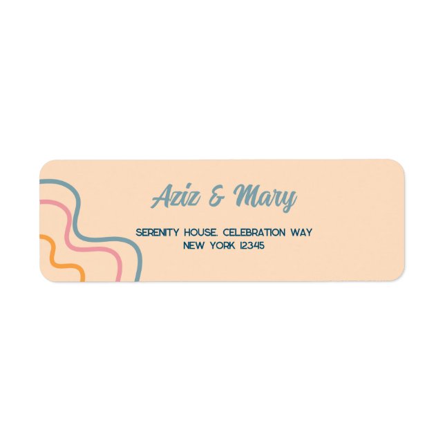 Groovy Lined Design Wedding Return Address Label w (Front)