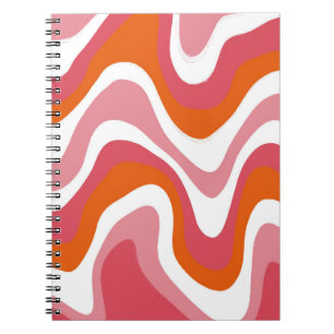 Groovy Liquid Orange and Pink Wavy Notebook
