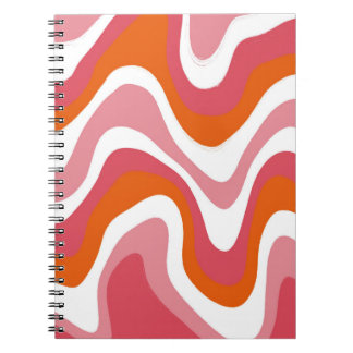 Groovy Liquid Orange and Pink Wavy Notebook