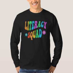 Groovy LITERACY SQUAD Reading Crew Kinder Teacher T-Shirt