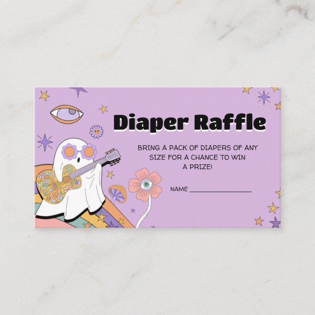 Groovy Little Boo Baby Shower Diaper Raffle Enclosure Card (Front)