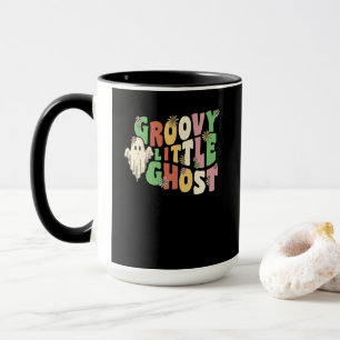 Groovy Little Ghost With Vintage Flowers Halloween Mug