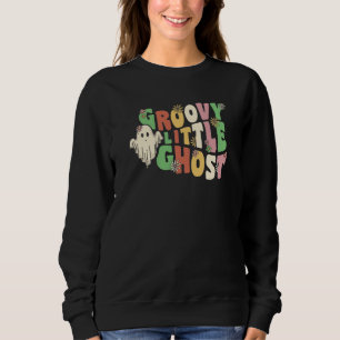 Groovy Little Ghost With Vintage Flowers Halloween Sweatshirt