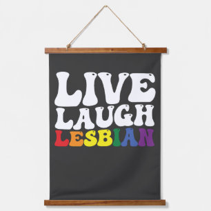 Groovy Live Laugh Lesbian LGBT Pride Hanging Tapestry