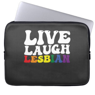 Groovy Live Laugh Lesbian LGBT Pride Laptop Sleeve