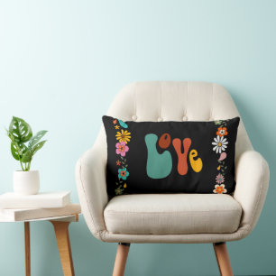 Groovy LOVE Flower Power 70's Inspired Lumbar Cushion