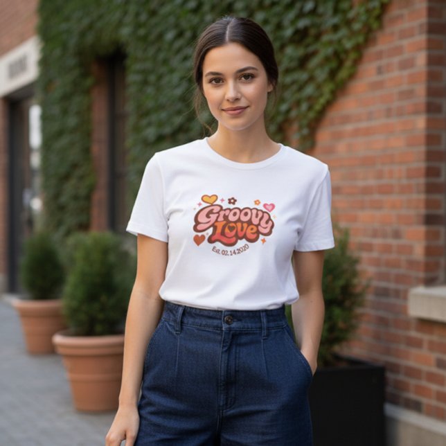 Groovy Love Personalized Valentine’s Gift Retro T- T-Shirt (Creator Uploaded)