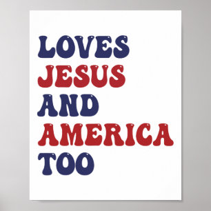 Groovy Loves Jesus And America Too God Christian 4 Poster