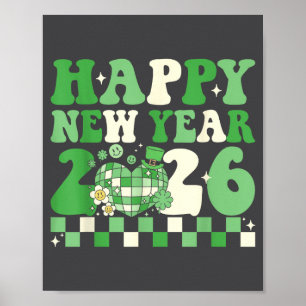 Groovy Lucky Happy New Year 2026 Disco Ball Women  Poster