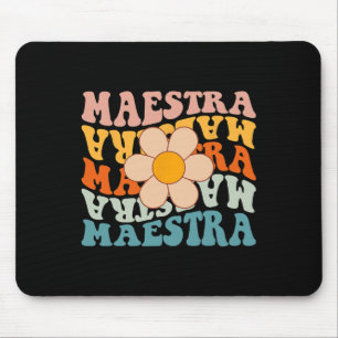 Groovy Maestra Spanish Teacher Back To School Retr Mouse Pad