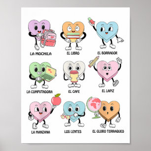 Groovy Maestra Valentines Day Spanish Teacher Dual Poster