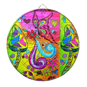 groovy magic mushroom and butterfly dartboard