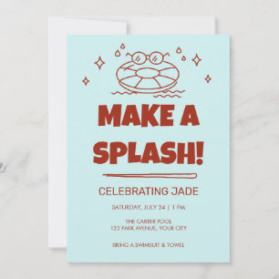 Groovy Make a Splash Pool Birthday Invitation