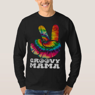 Groovy Mama Hand Peace Sign Hippie Tie Dye T-Shirt