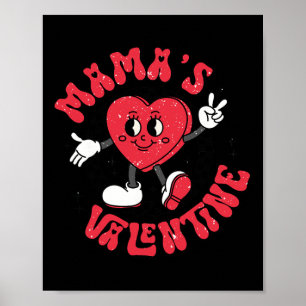 Groovy Mama Is My Valentine Cute Heart Boy Mum Gir Poster