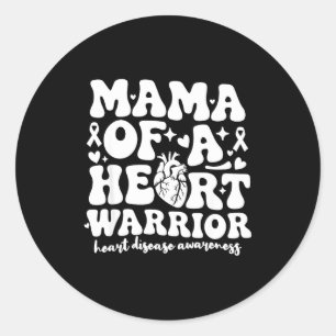 Groovy Mama Of A Heart Warrior Chd Awareness Heart Classic Round Sticker