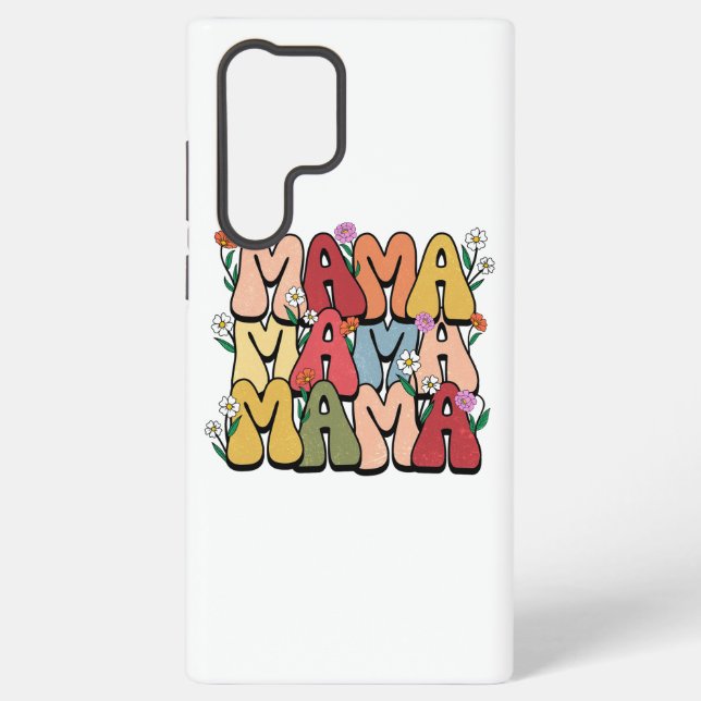 Groovy "Mama" with Wildflowers Samsung Galaxy S22 Ultra Case (Back)
