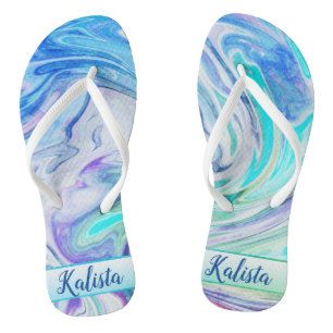 Groovy Marble Swirl Flip Flops