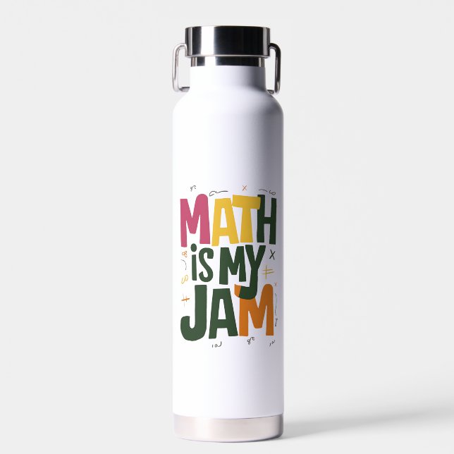 Groovy Math is My Jam First Day Back To School  Water Bottle (Front)