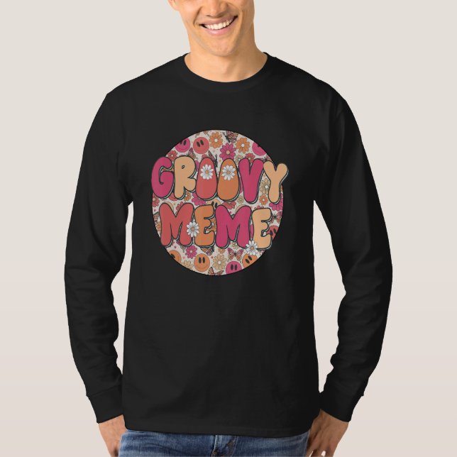 Groovy Meme Hippie Retro Groovy Flower Fall Vibes T-Shirt (Front)