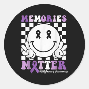Groovy Memories Dementia Heimers Awareness Purple Classic Round Sticker
